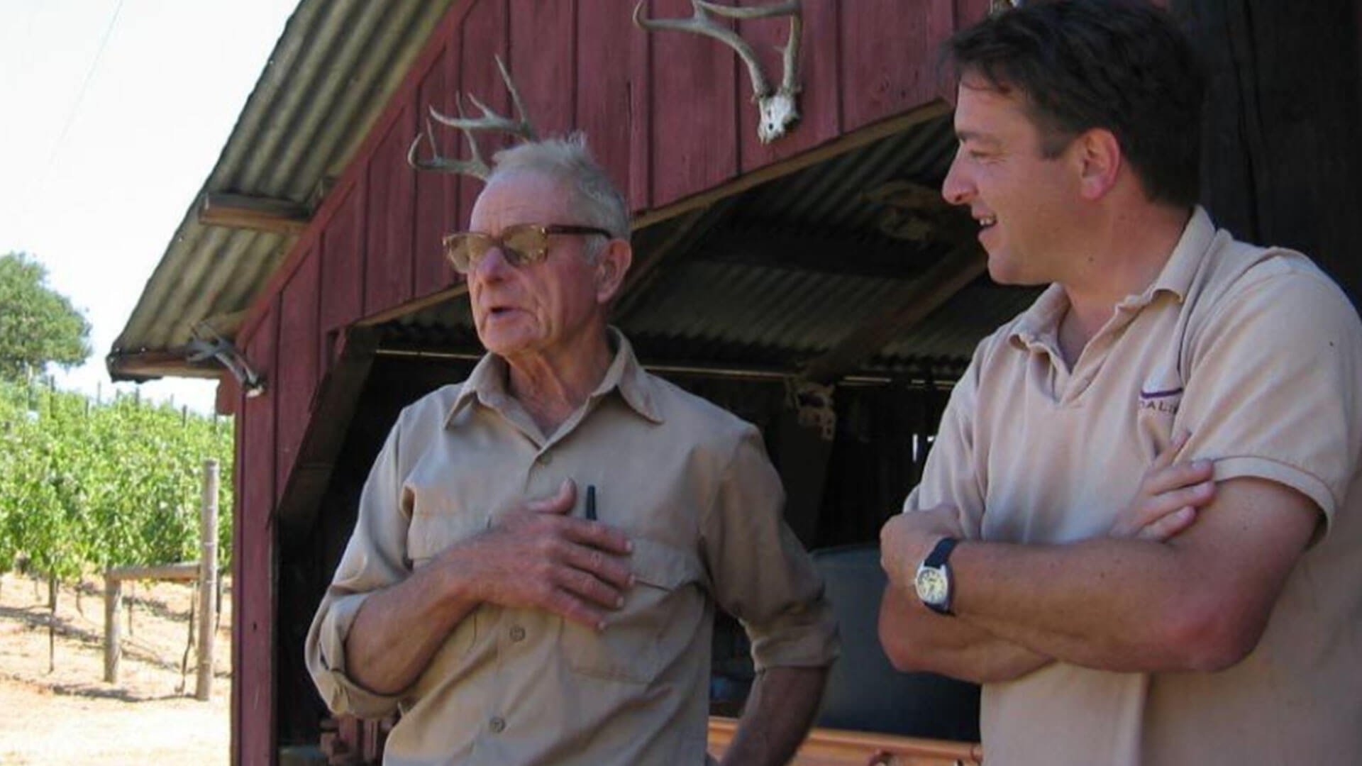 Chester Brandlin sharing his family history with Winemaker, Steve Rogstad.